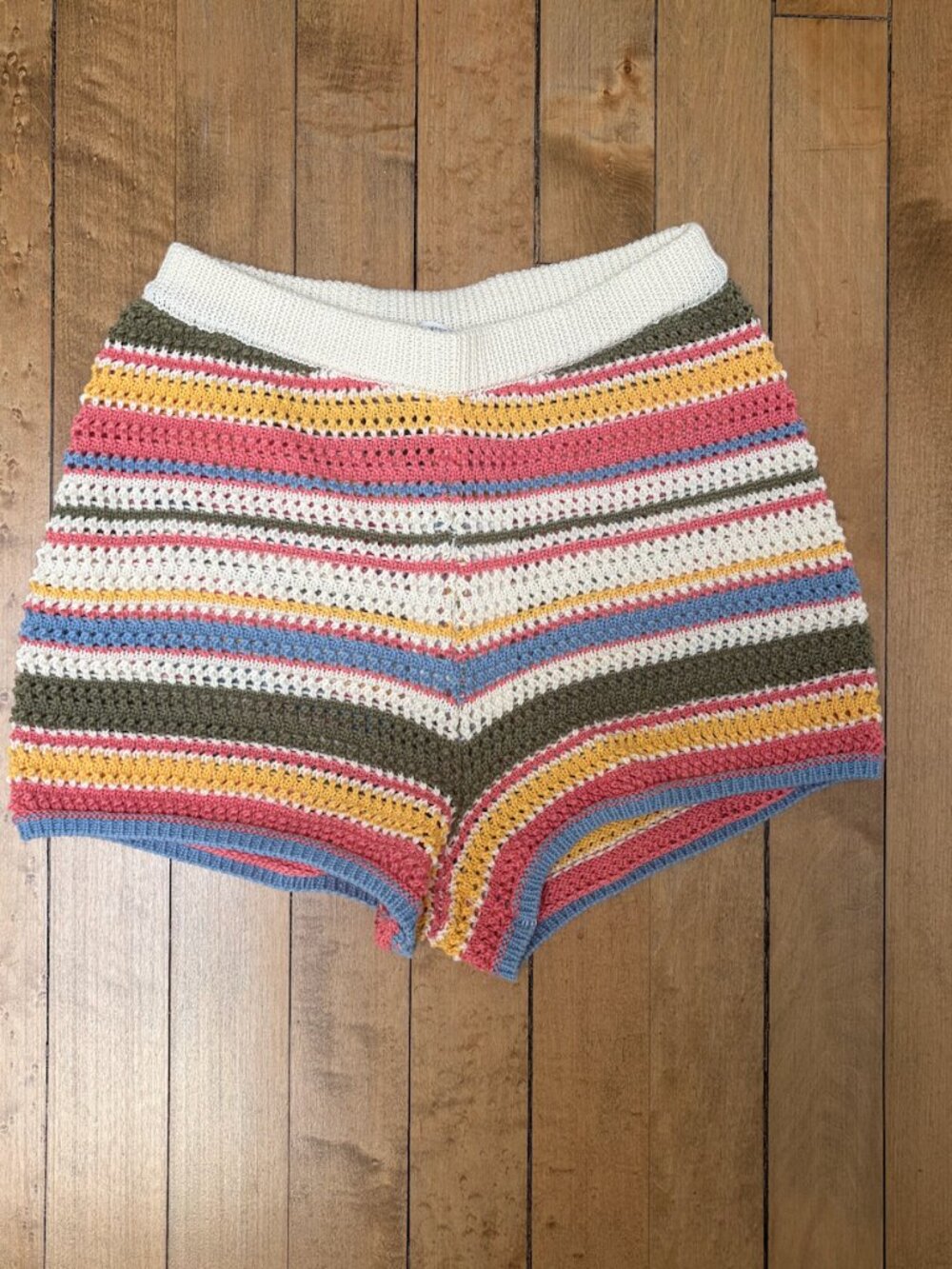 Crochet Knit Striped Shorts - Picture 3 of 6